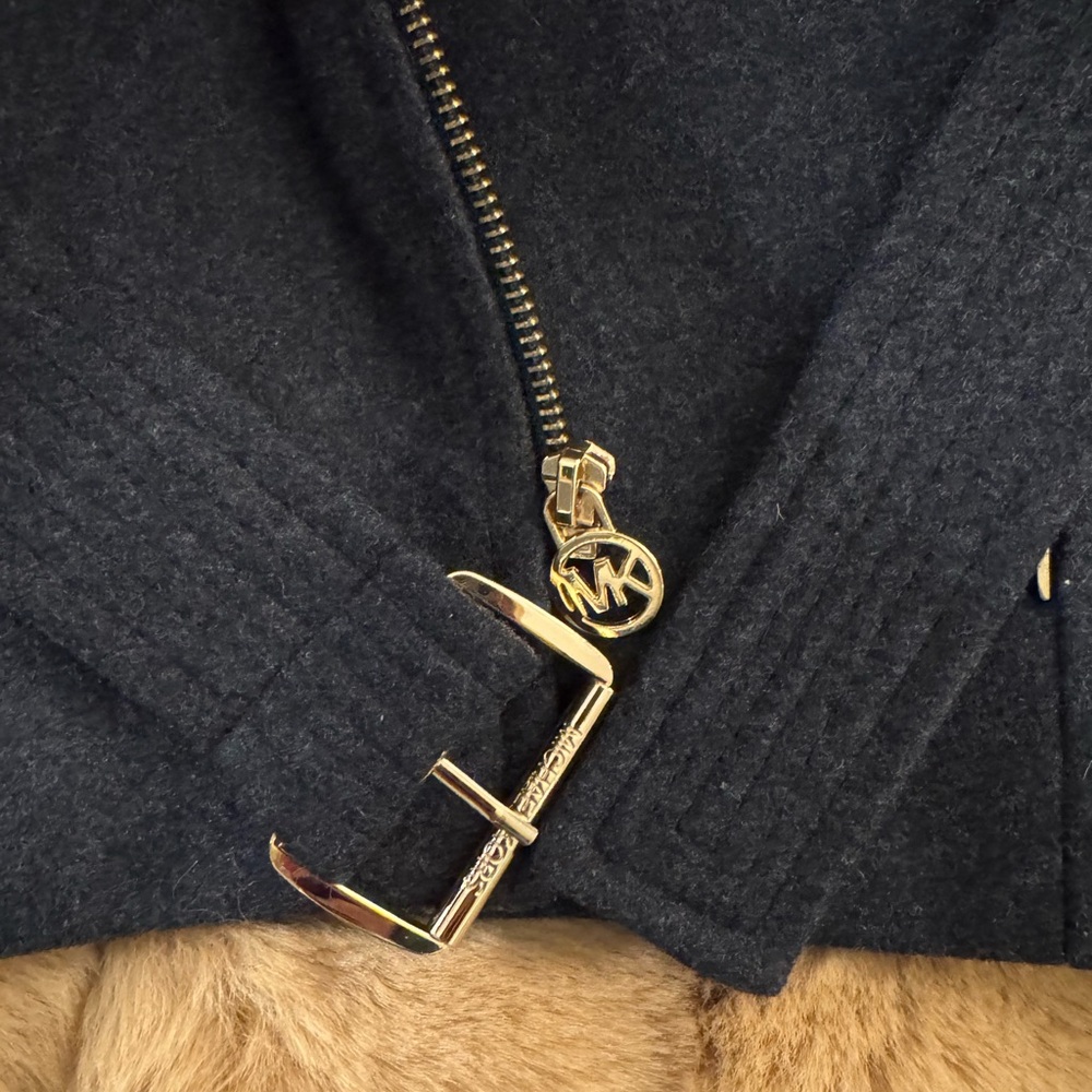 Michael Kors Black Wool-Blend Coat with Neutral Label - Picture 2 of 3